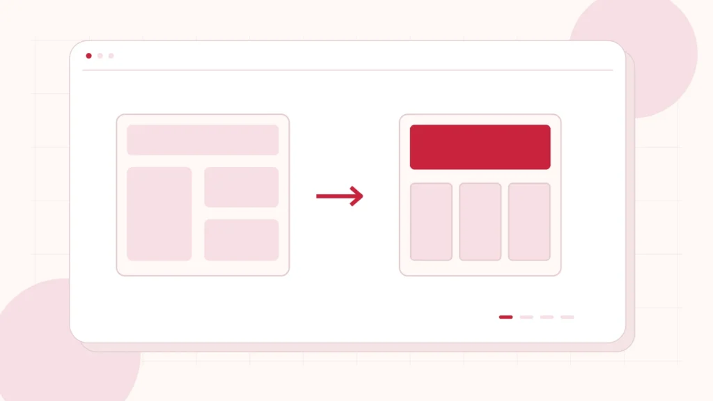 Editorial diagram comparing source page sections with a rebuilt reusable template system