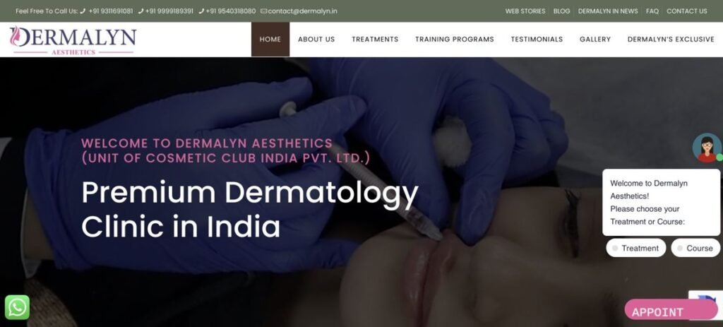 Dermalyn website preview