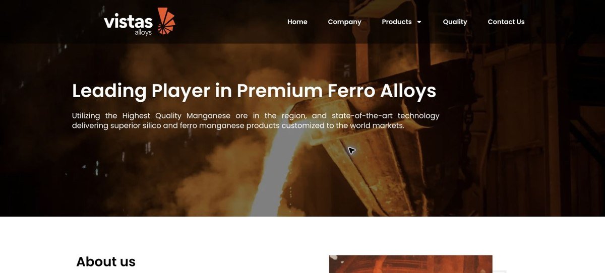 Vistas Alloys website preview