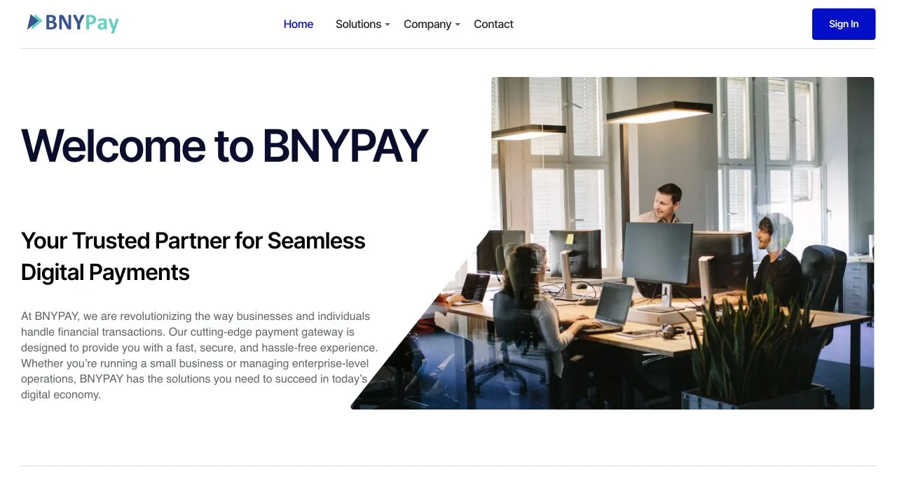 BNY Pay website screenshot