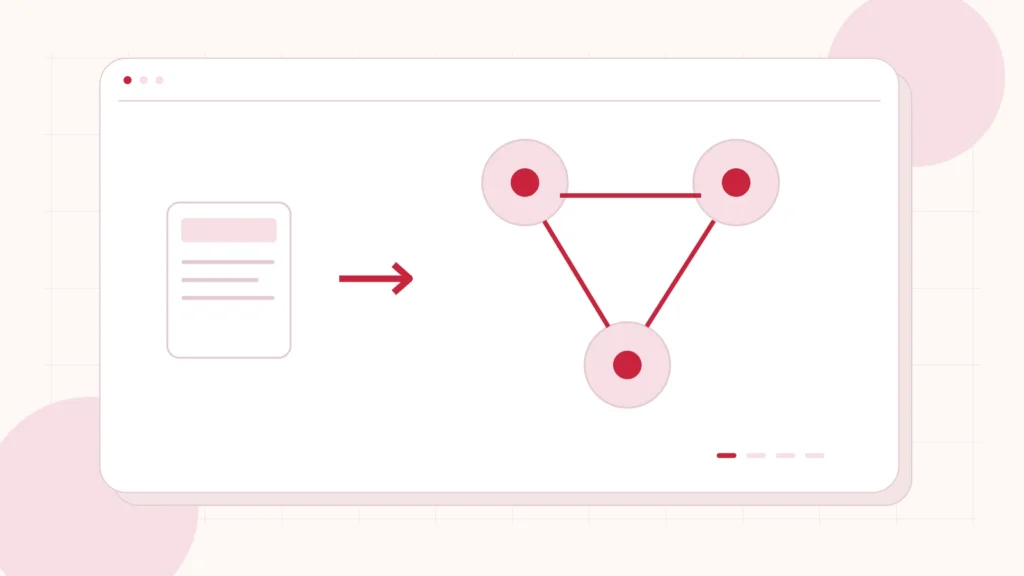 Editorial illustration of content records becoming connected structured documents